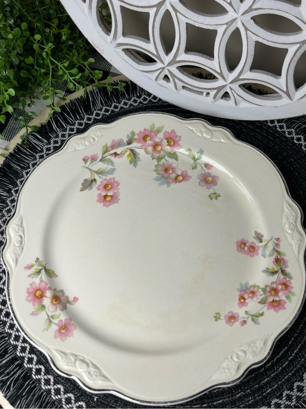 Homer Laughlin Virginia Rose JJ59
Dinner Plate Platinum Trim